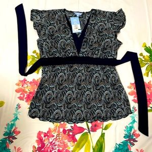 DENVER HAYES New Baby doll top with attachment belt